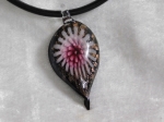 Glass Necklace Style 2 Pink 4mm Leather Cord